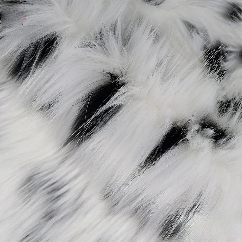 Long Pile Faux Fur Fabric Luxury Leopard Jacquard Two-colors Clothing Shoe Material Toy DIY Shaggy DIY Furry Fabric 1 Yard