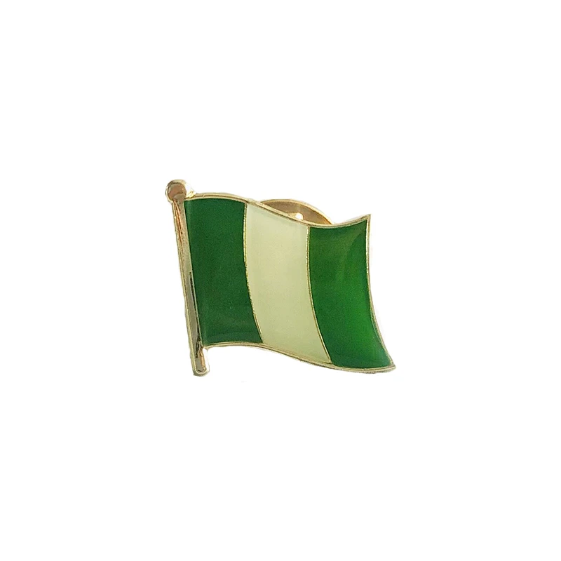 Nigeria National Flag Lapel Pins Crystal Epoxy Metal Enamel Badge Paint Brooch Souvenir Suit  Personality  Commemorative Gifts