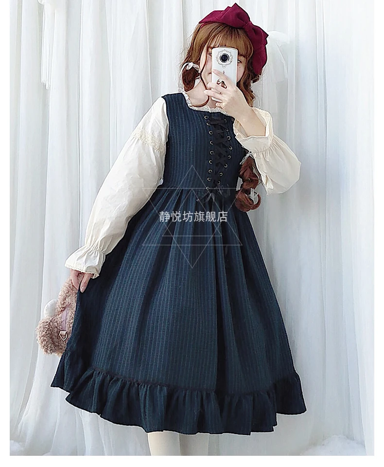 Anh Học Đại Học Phong Cách Ngọt Dây Lolita Đầm Retro Ren Nơ In Victoria Đầm Kawaii Cô Gái Gothic Lolita Cos