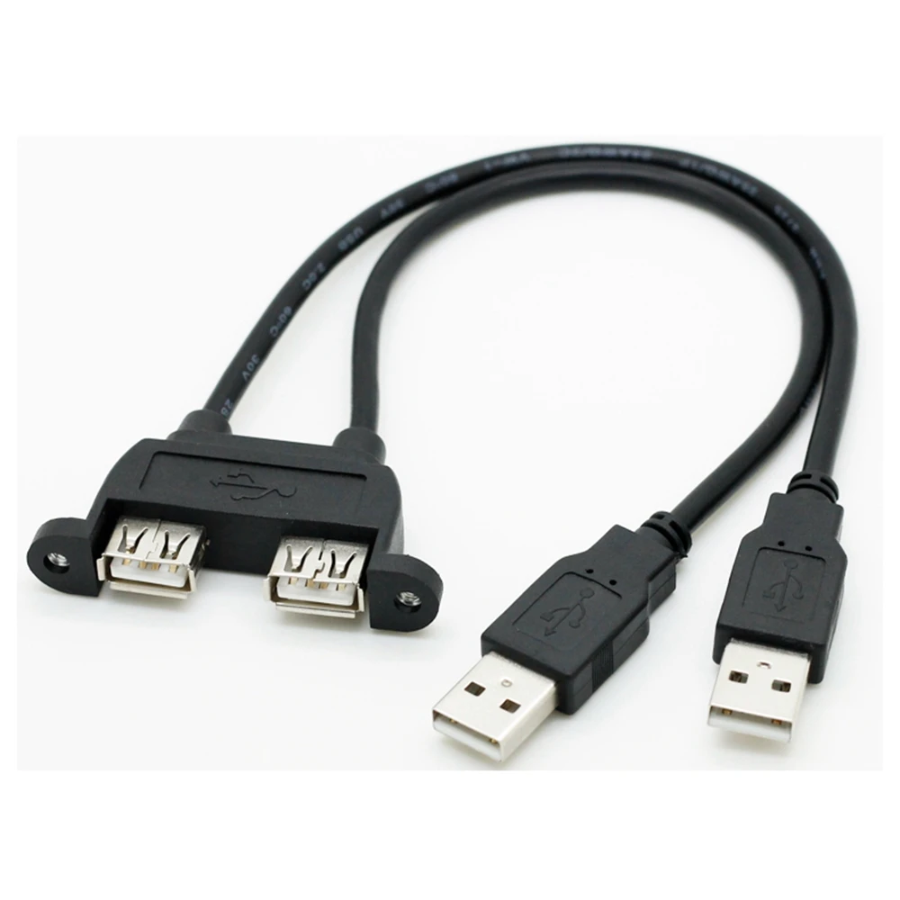 Doppelter Anschluss USB 2.0-Verlängerungskabel mit Schraubenloch und festem USB-Verlängerungskabel mit Doppelanschluss und Ohr