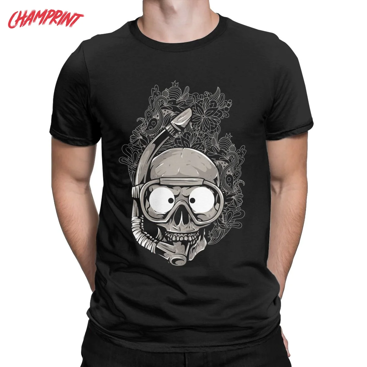 Men Scuba Skull Dive Diver T Shirts Diving Cotton Tops Vintage Short Sleeve Round Collar Tees Party T-Shirt