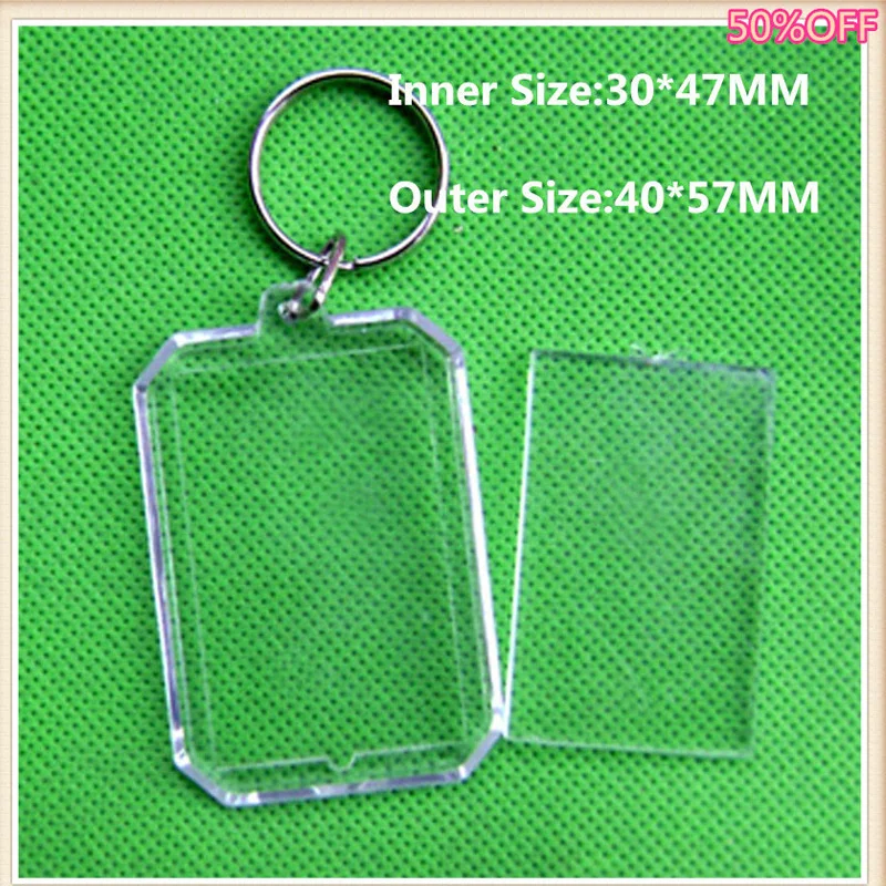 10Pcs/lot Octagon  DIY Acrylic Blank Picture Frame Keychains Transparent Blank Insert Photo Key rings For Gift