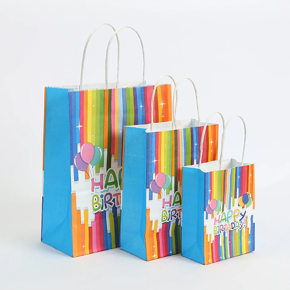 10pcs Happy Birthday mystery box Printed Kraft Paper Candy Bag Cookie Gift Packaging Bags Box Child Kids Birthday Party Supplies