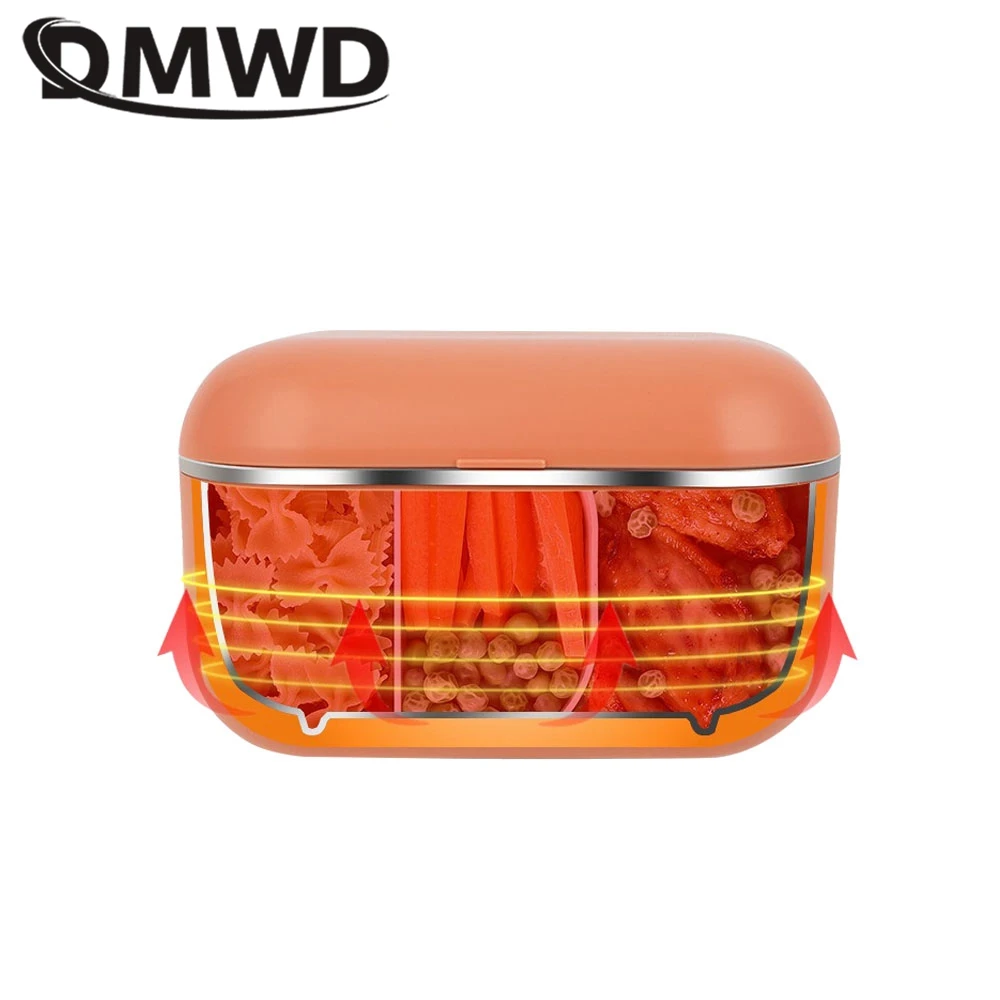 DMWD Electric Heating Lunch Box Portable Rice Cooker Thermal Food Heater Cooking Container Office Warmer 12/110/220V