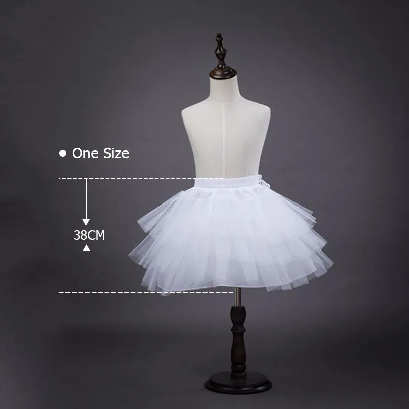 3-10 Years Children Girls White Ballet Skirt Tulle Ruffle Short Crinoline Bridal Wedding Petticoats Gown Baby Girl Underskirt