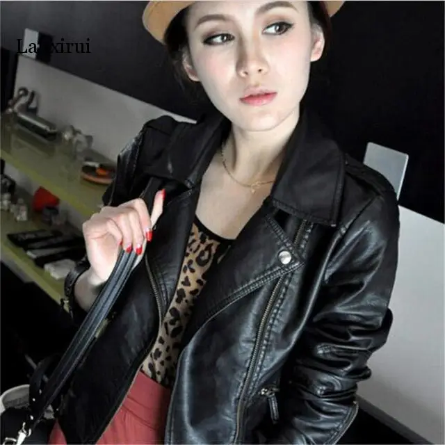 Femme Cuir Leather Jacket Women Slim Black Red Fashion Multiple Zippers Leather Coats Ladies PU Biker Woman Jackets