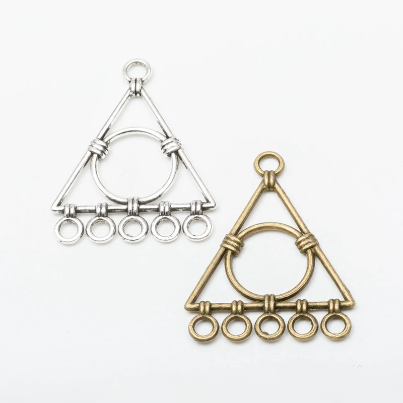 New Fashion 10pieces/bag 21*24mm Zinc Alloy Round Triangle Connector Charms Linker for DIY Earrings Necklace Jewelry Accessories