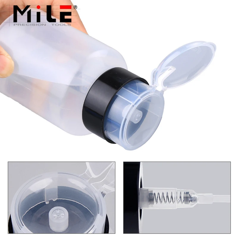 MILE Top Quality 300ML Empty Pump Liquid Alcohol Press Nail Polish Remover Cleaner Bottle Make Up Refillable Container