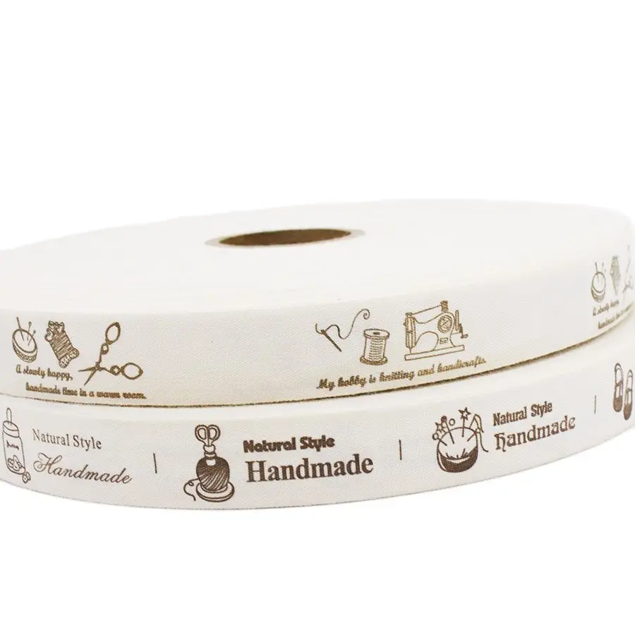

Sew Series Cotton Webbing Handmade Decorative Label Printed Cotton Tape For Bag DIY Scrapbooking Sewing Wrapping Grosgrain 20mm