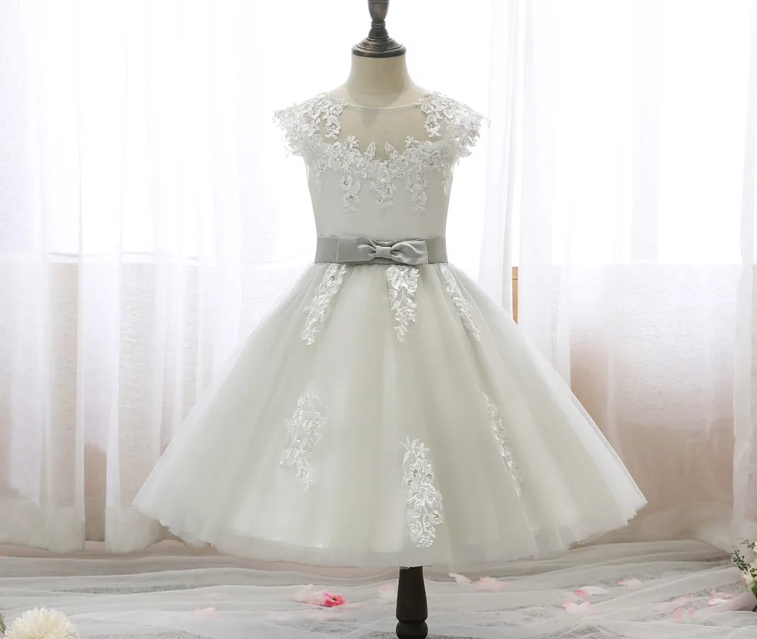 Elegante princesa Flower Girl Dress para crianças, Casamento, Aniversário, Festa à noite, Banquete, Cerimônia de Baile, Primeira Comunhão, Formatura