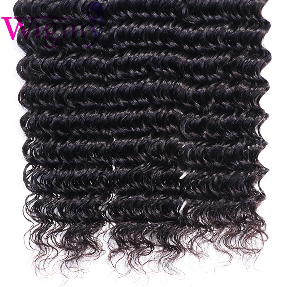 Wigmy Deep Wave 3 Bundles Deal Unprocessed Virgin Brazilian Deep Curly Human Hair Extensions Natural Color