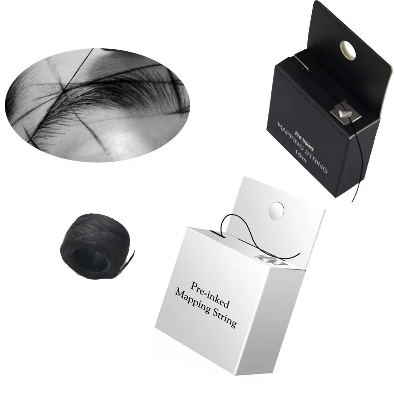 Premium Eyebrow Mapping String for Microblading  Pre-Inked  1mm Fine Bamboo Charcoal Thread – 10 Meters per Box