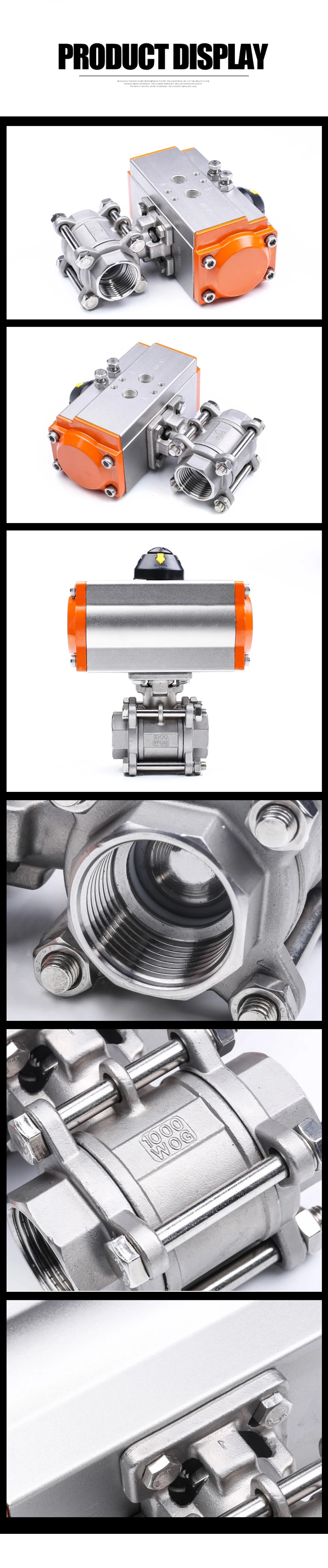 Elettrovalvola 1/2' 3/4' 1' 1-1/4' Three Piece High Platform Pneumatic Ball Valve 304 Stainless Steel Q611F-16P Pneumatica — dettaglio 1