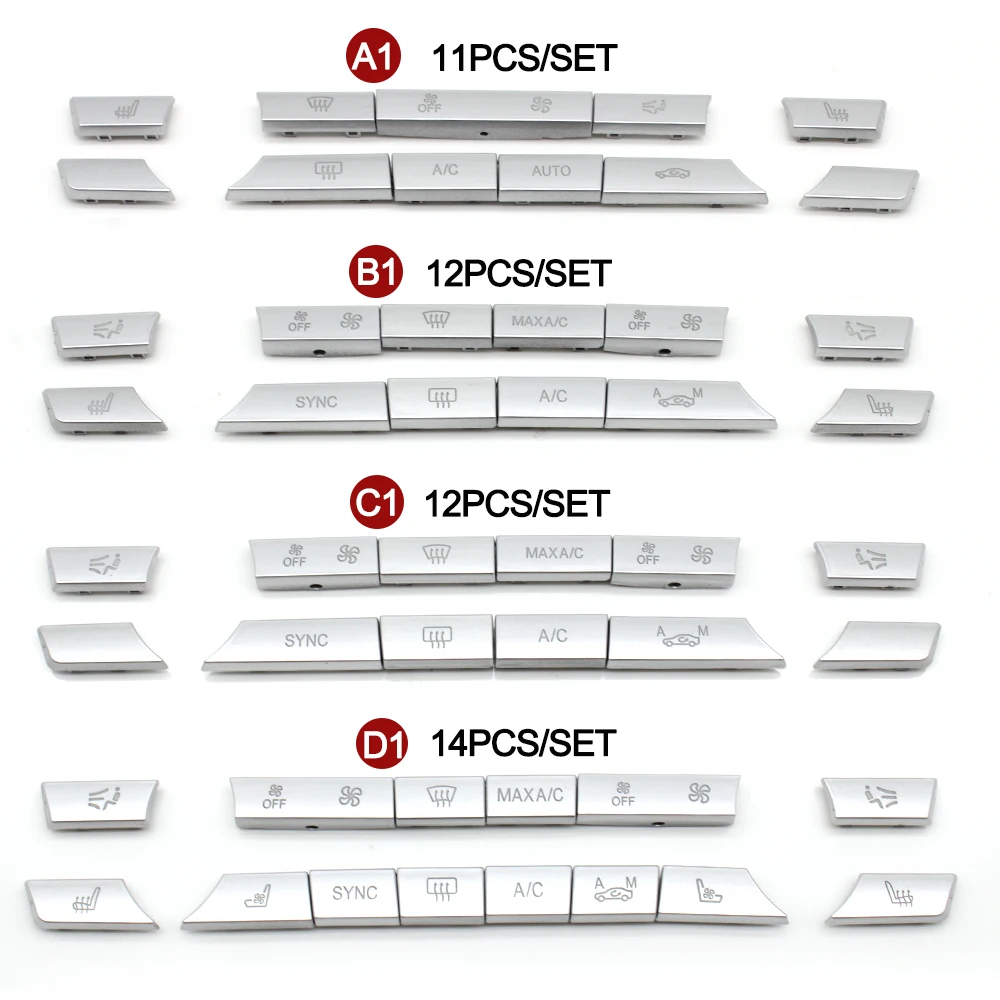 Tapas de botones de CA de Control de temperatura de aire acondicionado de salpicadero de Color plateado para BMW Serie 5, 6, 7, F10, F01, F02, 520,
