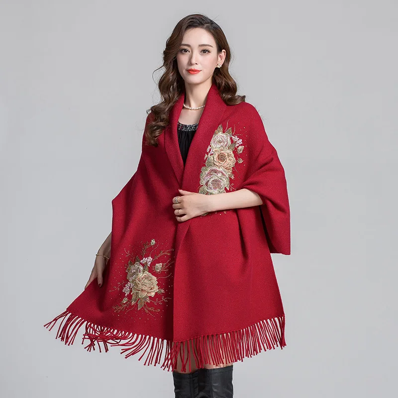 Autumn And Winter Shawl Scarf Dual-Use Mink Thick Warm Bat Sleeve Cloak With Sleeves Tassel Shawl Ladies Luxury Brand Cashmer