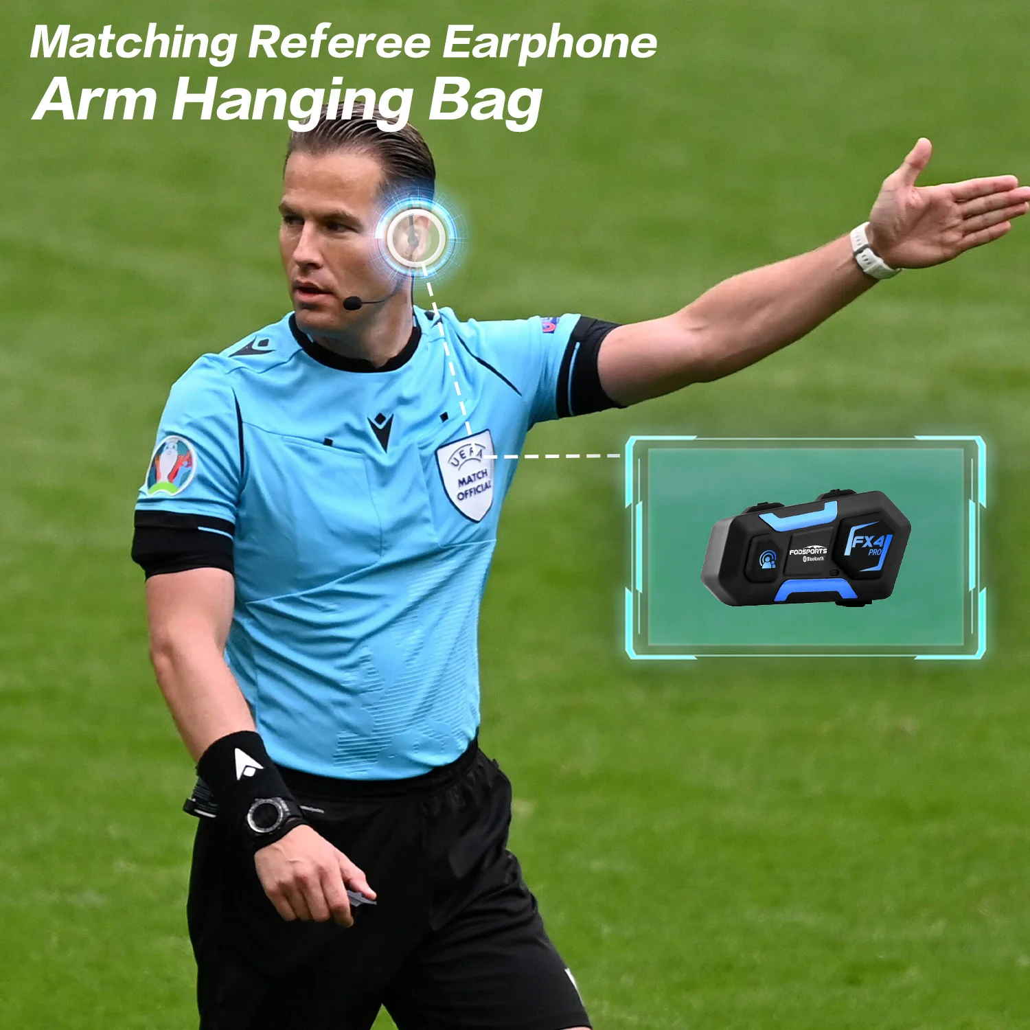 4 pcs Fodsports FX4 Referee Intercom Wireless Bluetooth Headset Soccer Interphone BT 5.0 for Football Judge Bicycle FM Radio