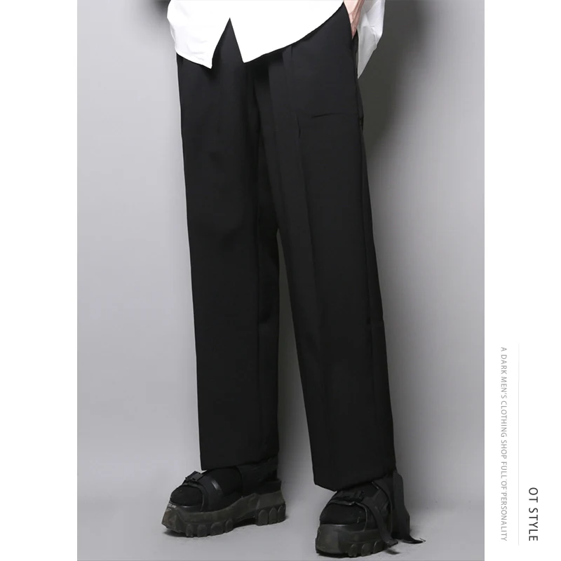 Dark pure color simple Korean fashion ins day department of casual straight pants casual pants wide leg pants fashion men