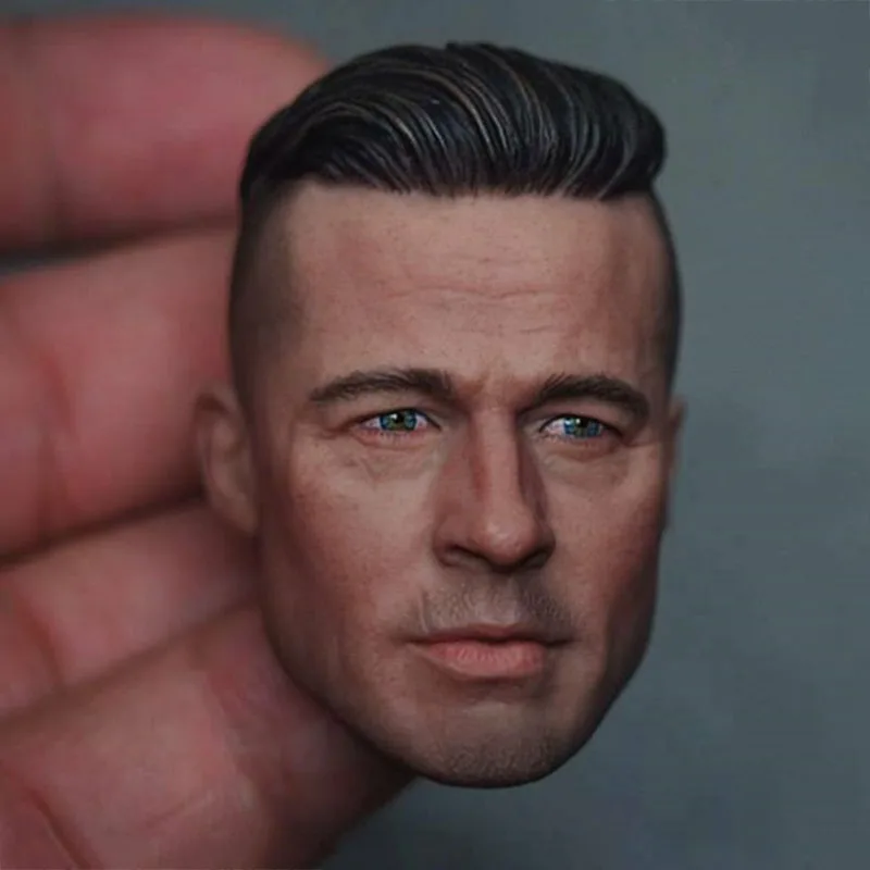 THREEQ MG002 1/6 Brad Pitt Head Sculpt PVC Head Carving Model Fit 12'' Male Soldier Action Figure Body Dolls