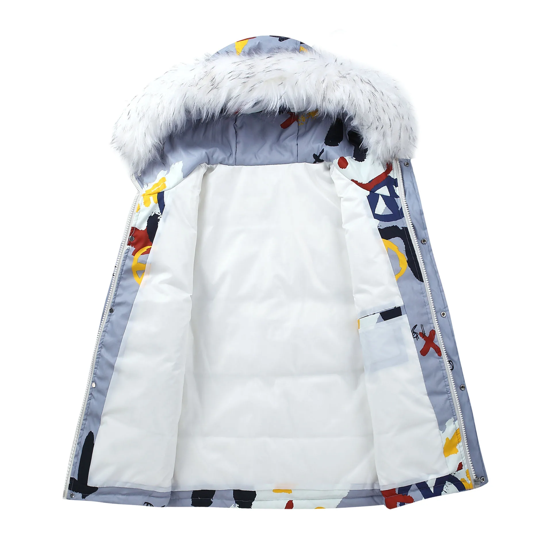 2021 Down jacket Men's short winter trend Hooded coat couple's winter new thickened warm snow skiing graffiti brand casual coat