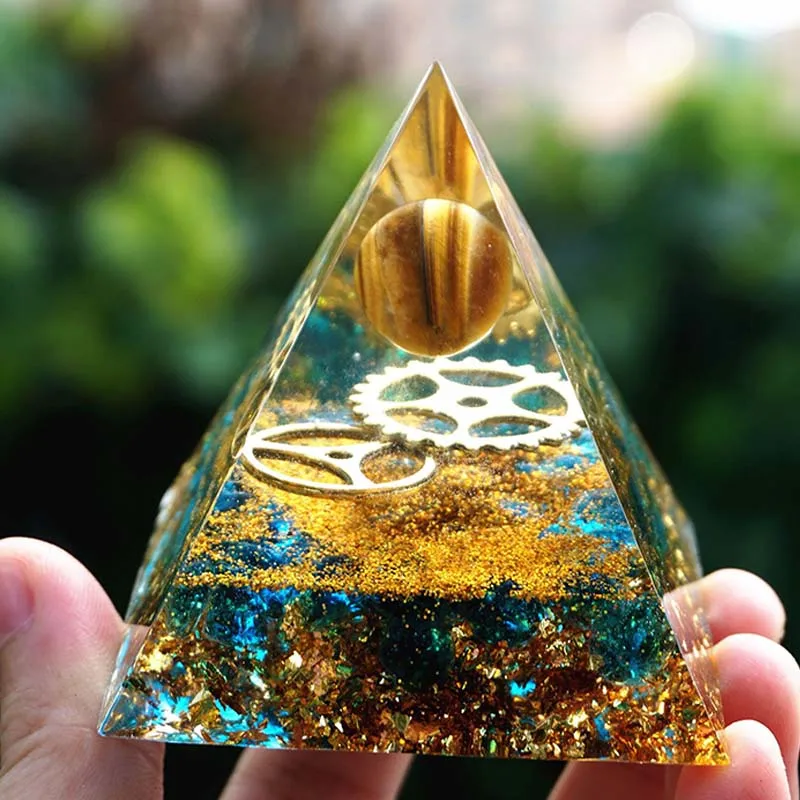 Natural Tiger Eye Orgone Pyramid Healing Crystals Energy Reiki Chakra Multiplier Olivine Stone Meditation Lucky Gather Stone