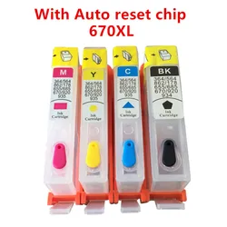 Empty refill 670XL For HP670 Refillable ink Cartridge for HP 670 XL deskjet 3525 4615 4625 5525 6525 printer