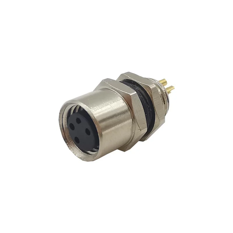 M8 Flange Socket Sensor Male&Female Stainless Steel Connector A Type 3&4 Pin panel back mount threaded coupling