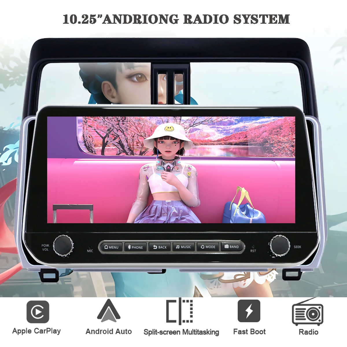 For Toyota Land Cruiser Prado 150 2017-2020 Car Radio Multimedia Video Player Navigation Stereo GPS Navi Android 13 8G 256G