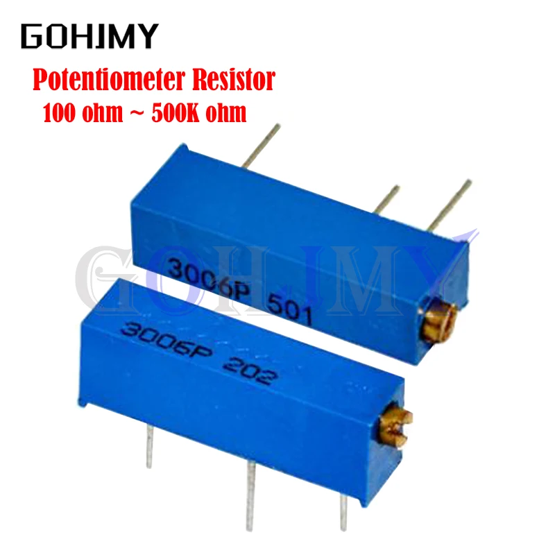 10PCS 3006P 100 ohm ~ 500K ohm  Trimmer Potentiometer Resistor 100R 200R 500R 1K 2K 5K 10K 20K 50K 100K 200K 500K 1M new