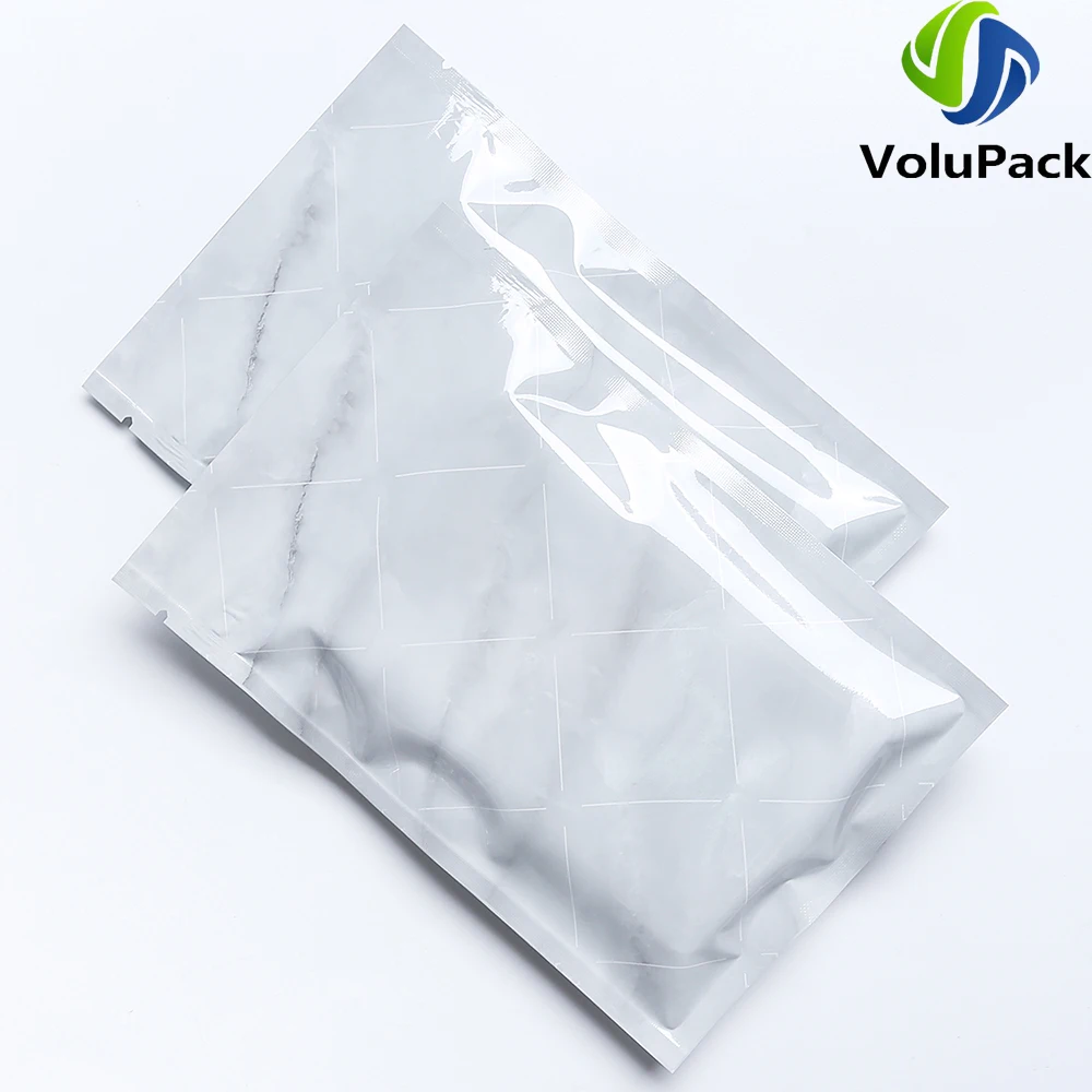 Aluminum Foil Mylar Storage Bags, Multi Sizes,Smell Proof Packaging Bags,Grey Marbling Tear Notch Pouches,Reusable Zip Lock Bags