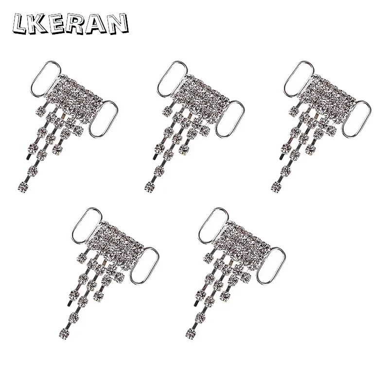 LKERAN 10Pcs 10*35MM Shiny Bow Bikini Rhinstone Connector/ Buckle Metal Chain For Swimming Wear Bikini Decorstion