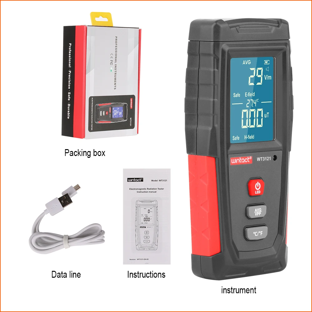 RZ-Detector de radiación de campo electromagnético, probador Emf, medidor recargable portátil, contador de emisión, dosímetro, ordenador