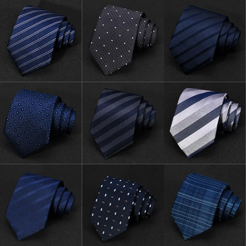 2024 Designer New Fashion 8cm Ties for Men Striped Dot 100% Silk Necktie Wedding Formal Suit Interview Accessories with Gift Box