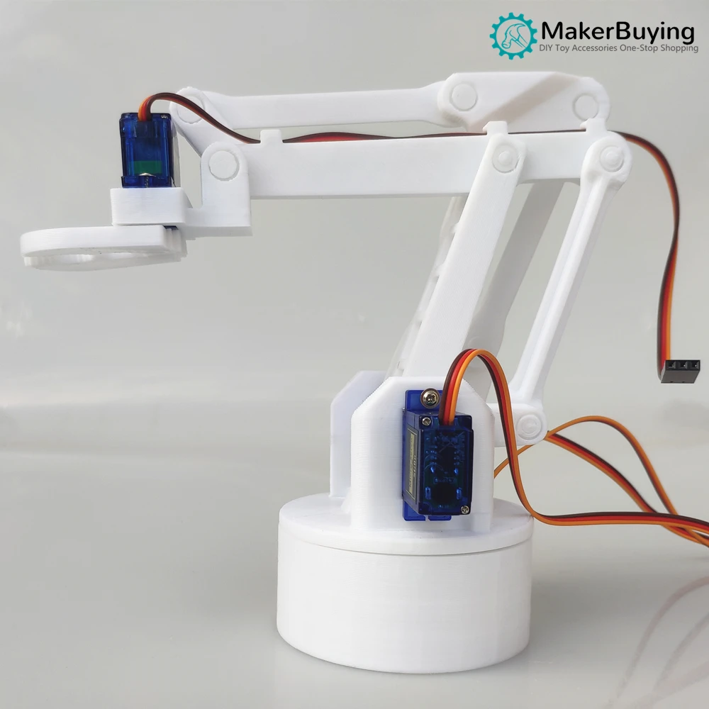 3D printing white four-degree-of-freedom manipulator arm DIY robot assembly 3D printing product SG90