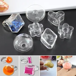 Botellas de anillo líquido para manualidades, 12 estilos disponibles, anillos líquidos de burbujas de vidrio, anillos de Vial de burbujas de globo de vidrio, dijes de joyería hechos a mano, 4 Uds.