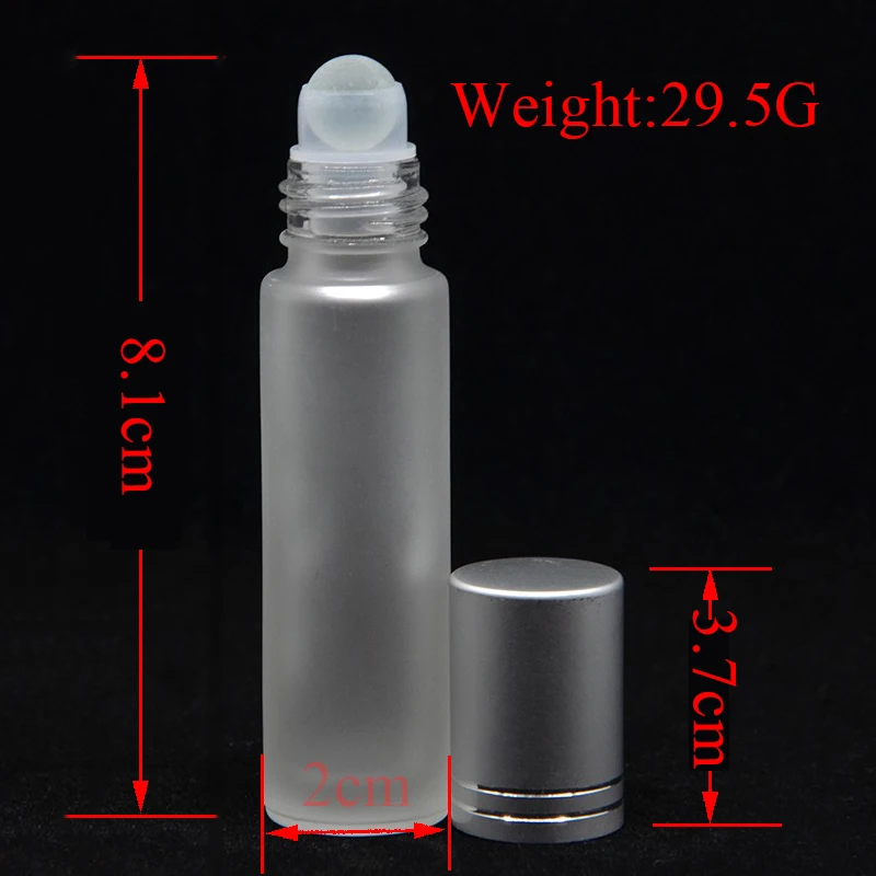 1pc 10ml Thick Frosted Glass Roll On Essential Oil Refillable Empty Perfume Bottle 10cc Stainless Glass Roll Roller Ball Bottle