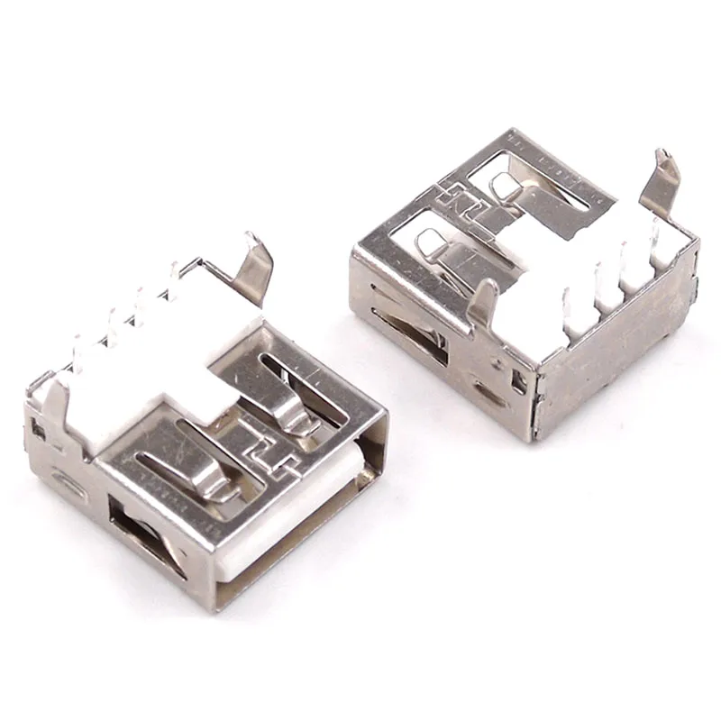 10Pcs USB Type A Standard Port Female Solder Jacks Connector PCB Socket USB-A type 90 Degrees Rimless