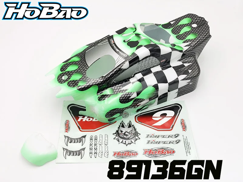 Original OFNA/HOBAO RACING 89136GN M9 color car shell set (green) + sticker (out of print) for 1/8 HYPER H9/STAR NITRO BUGGY