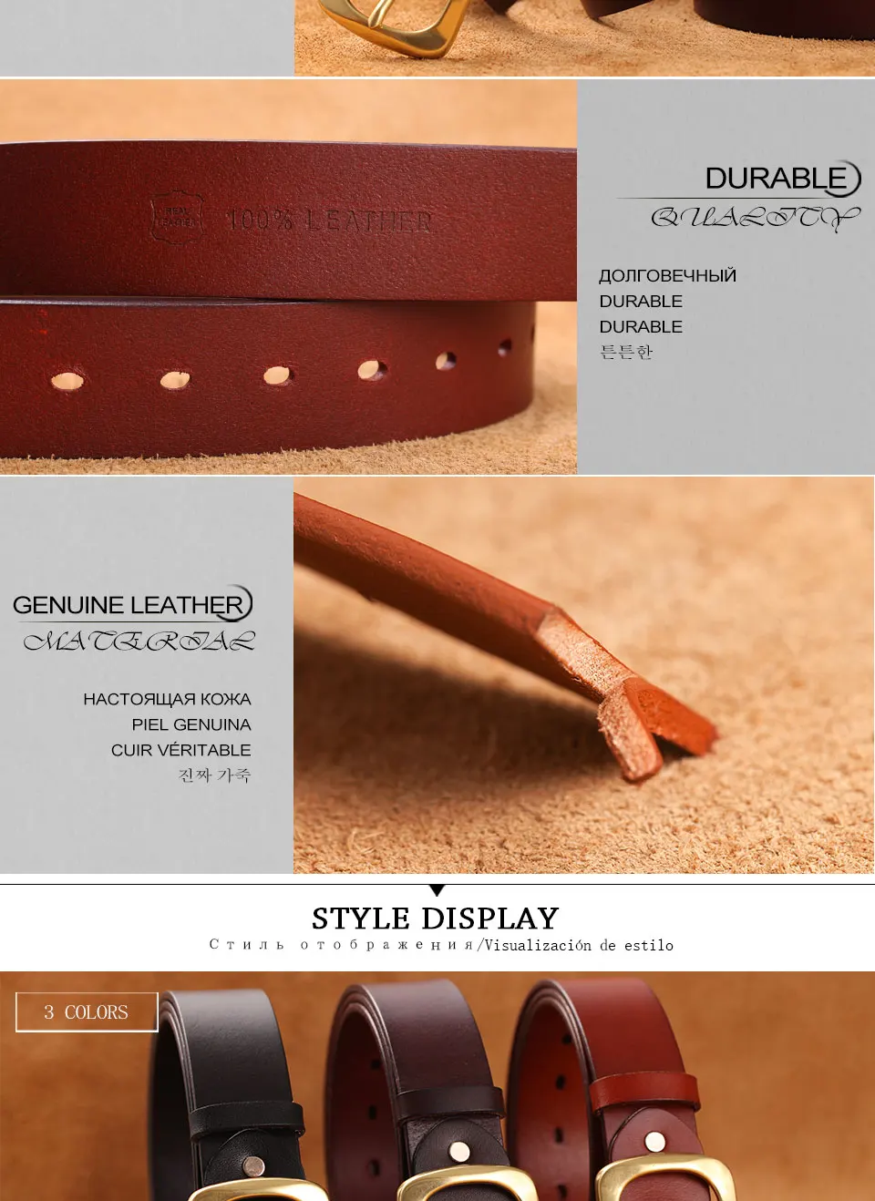 Solide Messing Schnalle Gürtel Neue Mode Designer Gürtel Hohe Qualität Echtes Leder Gürtel Für Männer Jeans Kupfer Pin Schnalle Gürtel – Detail 4