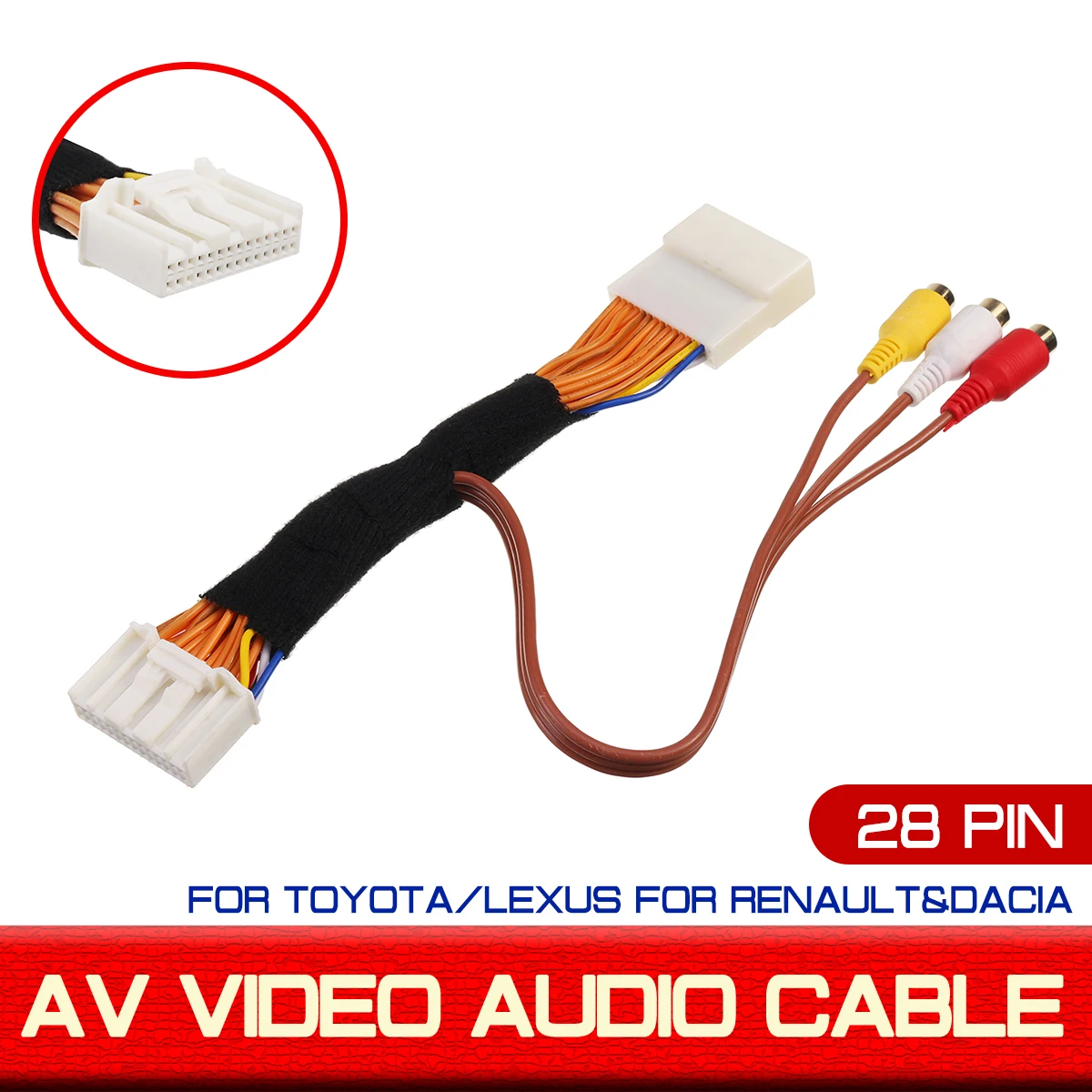 28 Pin AV Video Audio Cable For Renault&Dacia for Opel for Vauxhall Head Units For Toyota For Lexus Touch 2 and Entune Monitors