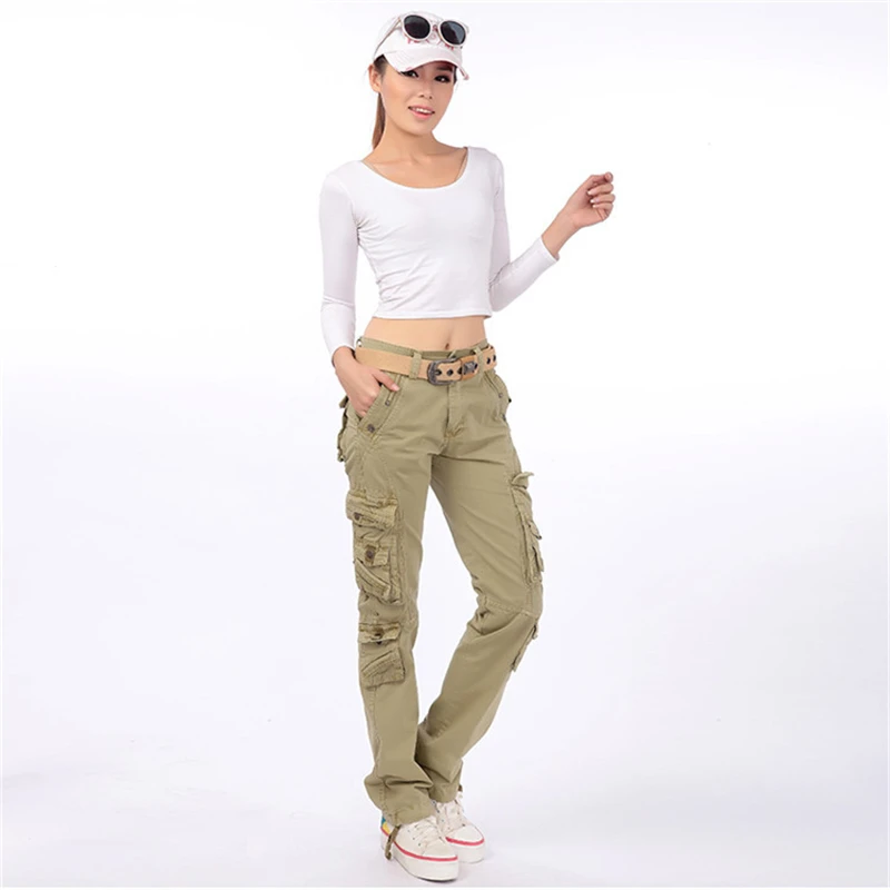 Magas légnyomású levegő minőségű womens carga nadrágot Lezser Hárem Harcászati hadi Nadrág multi pockets joggers streetwear nadrágot sweatpants