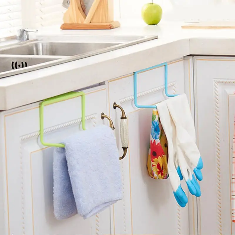 1Pcs Plastic Hanging Holder Multifunction Towel Rack Cupboard Cabinet Door Back Home Storage Organizer Kitchen Accessories