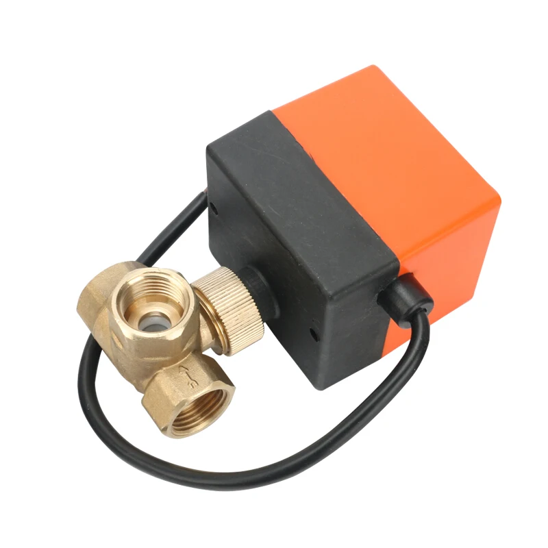 Imagem -02 - Válvula de Esfera Motorizada de Três Vias 220v 12v 24v 3-wire Ponto de Controle de Bronze Válvula de Esfera Elétrica 1