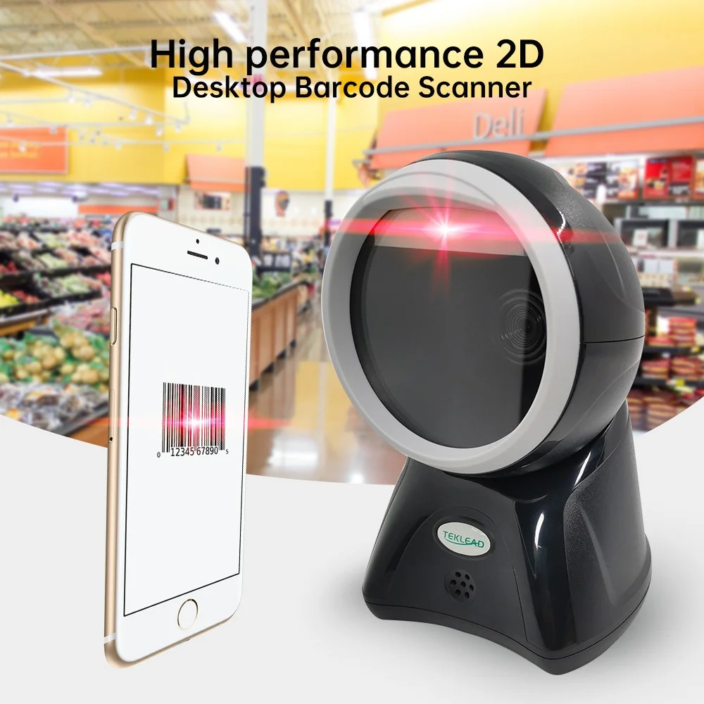 

Barcode Scanner 1D 2D Desktop Omnidirectional Hands-Free Wired USB Platform Scanning Barcode Reader for Store Supermarket