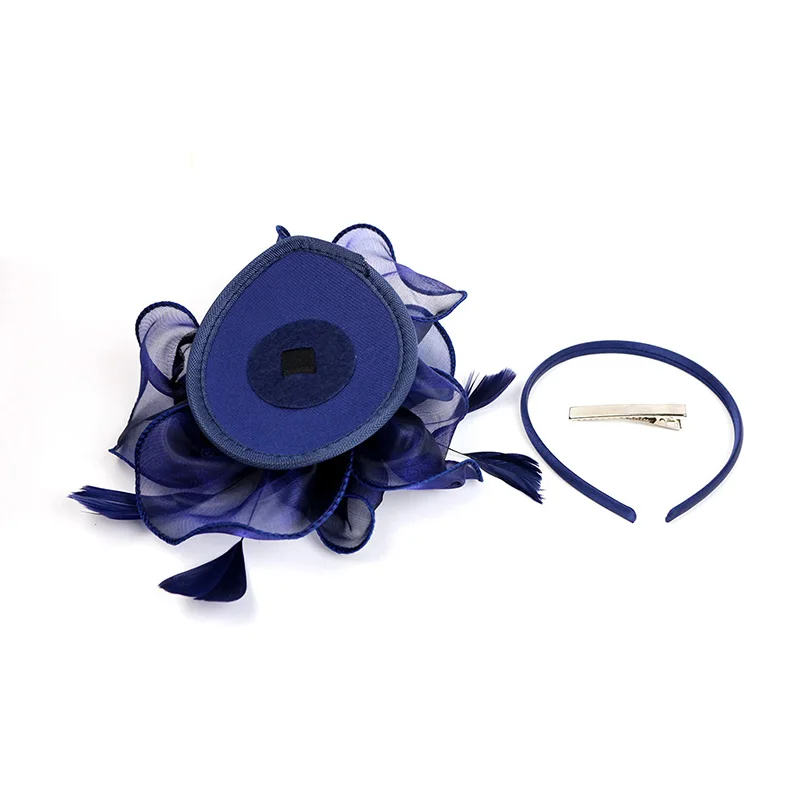 Fascinateur de chapeau en filet de fausses plumes pour filles et femmes, ornement de cheveux, document solide, vêtements de sauna, mariages, fête de thé, LL @ 17