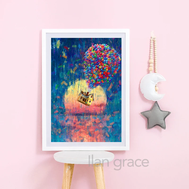 Balloon House UP Movie Print Pixar Poster Oil Painting Wall Art Canvas Painting Adventure Travel Posters Nursery Kids Room Decor image 6