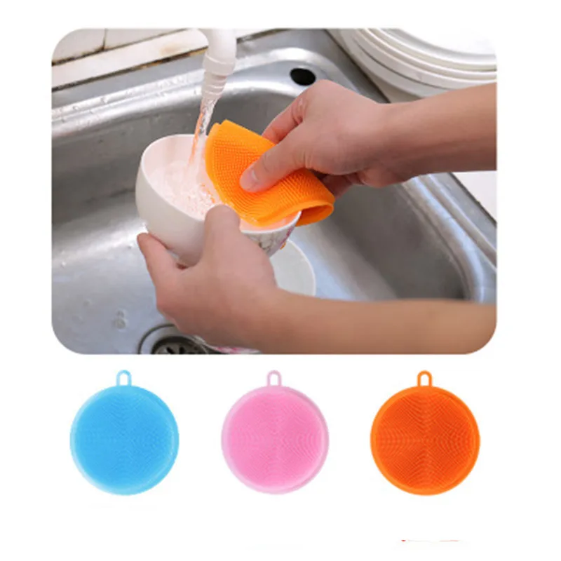 6Pcs Silicone Cleaning Brushes Soft Silicone Scouring Pad Washing Sponge Dish Bowl Pot Cleaner Washing Tool Kitchen Accessories