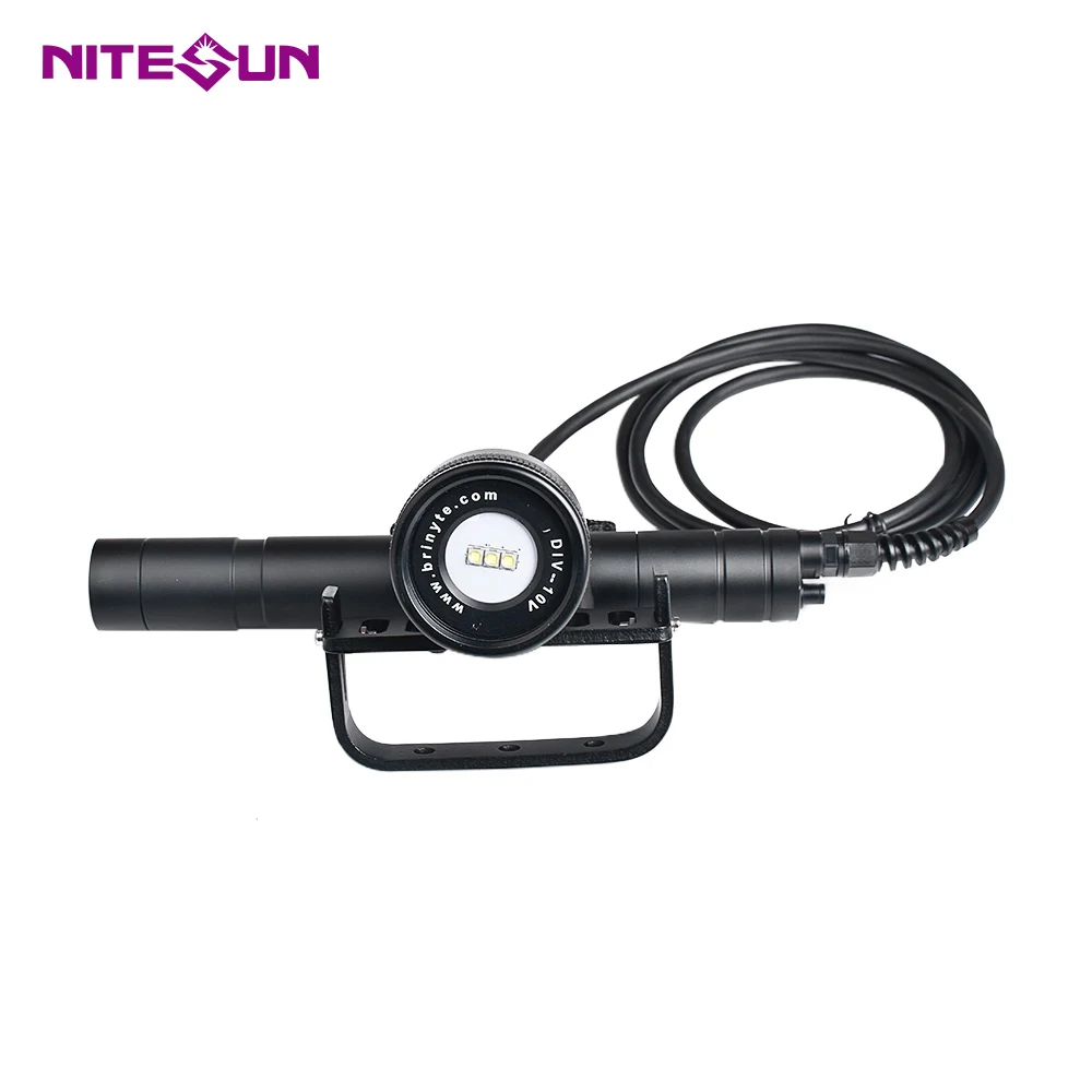 NITESUN DIV10V  Diving Video Light 3*XM-L2 U4 LEDs Max 3000 Lumens Diving Flashlight  Submersible lamp  With 3*26650 battery