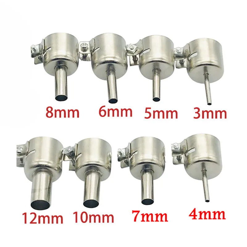 1Pc 3-12mm Circular Nozzles For Hot Air Soldering Station 858A 858DAluminum Alloy Universal Meatal Heat Gun Resisting Nozzles