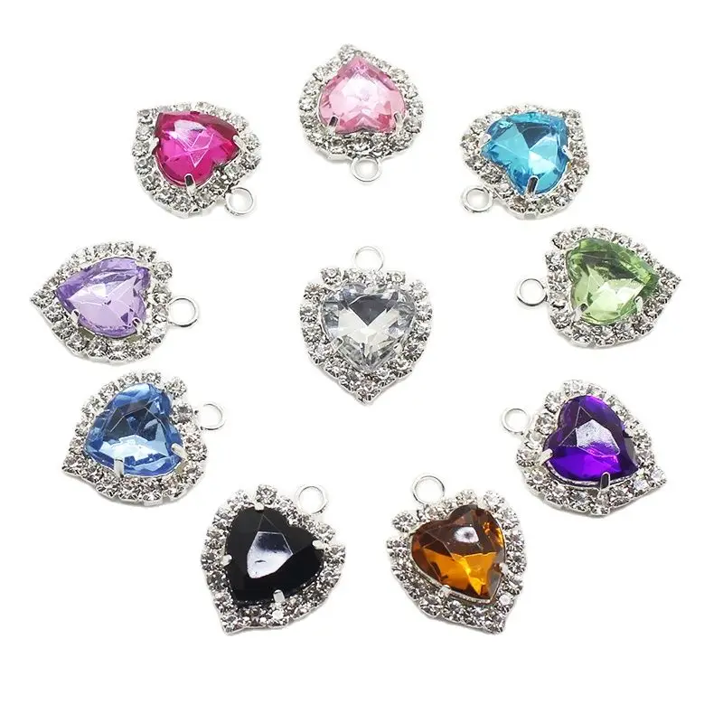New Rhinestones Pendant Buttons 10Pcs/Lot 18MM Mix Color Acrylic Buttons DIY Handwork Sewing Decoration Metal Accessories