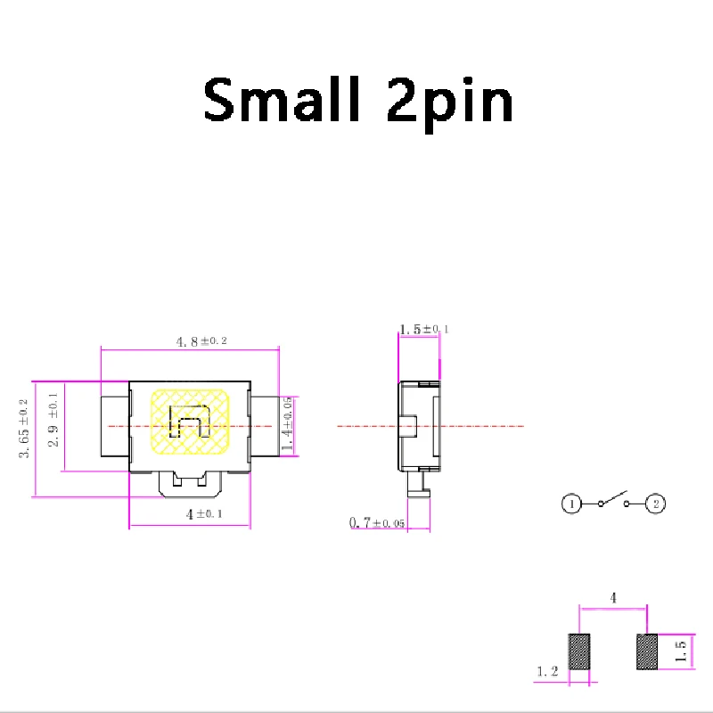 Microinterruptor de encendido/apagado con columna de posicionamiento, 10 uds, 3x4, flor de ciruelo, Tortuga, botón táctil, 2 pines, 4 pines
